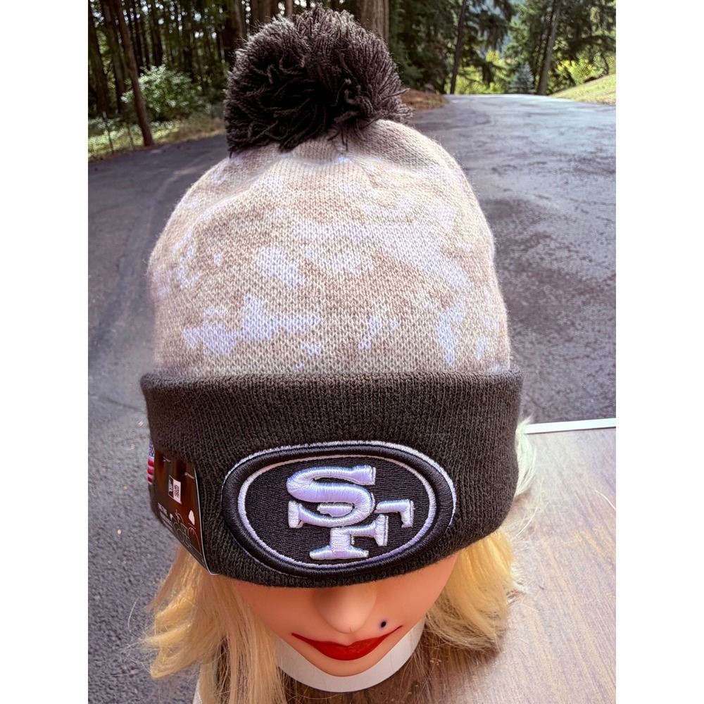 New Era San Francisco 49ers 2024 Salute to Service Camo Pom Beanie Hat NWT